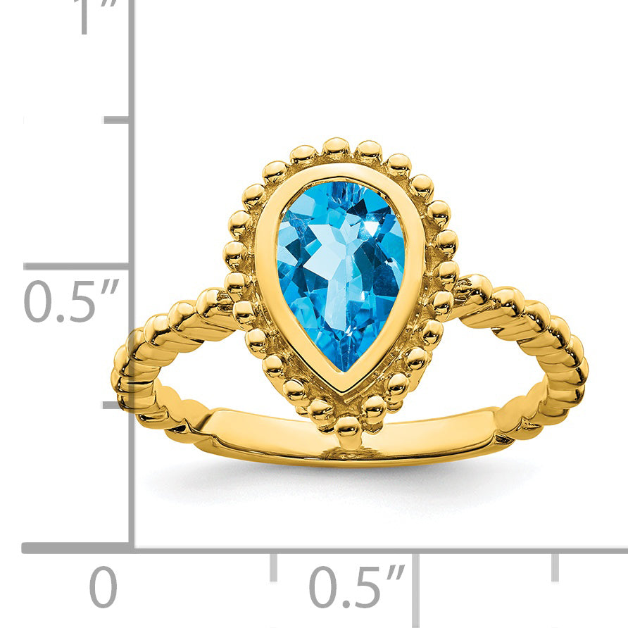 14k Pear Blue Topaz Ring Secondary image