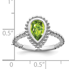 14k White Gold Pear Peridot Ring