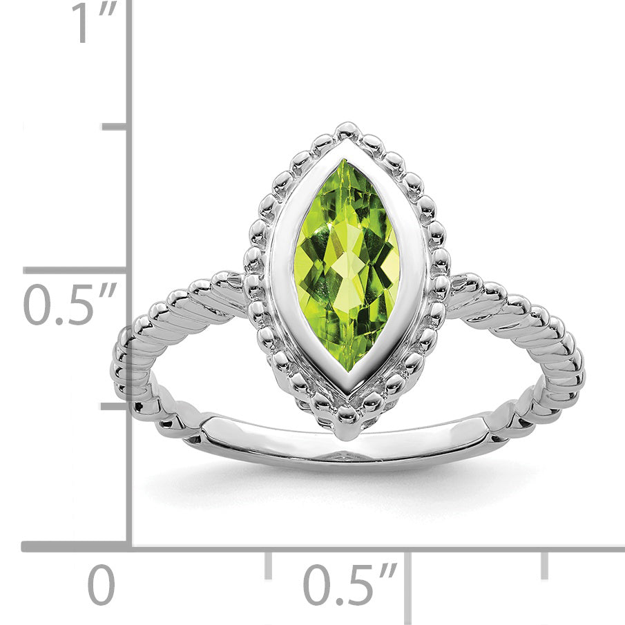 14k White Gold Marquise Peridot Ring