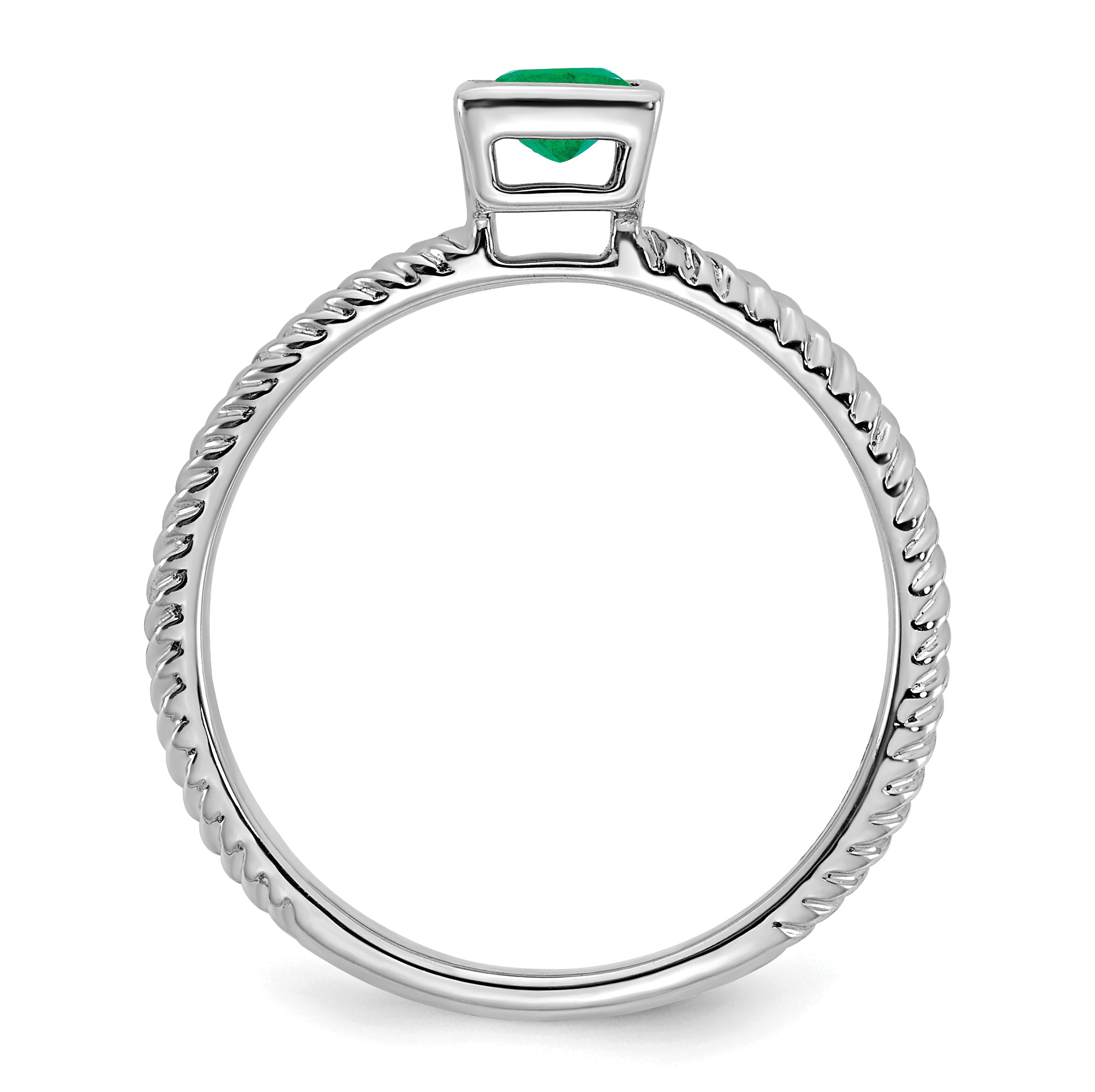 14k White Gold Square Bezel Emerald Ring Secondary image