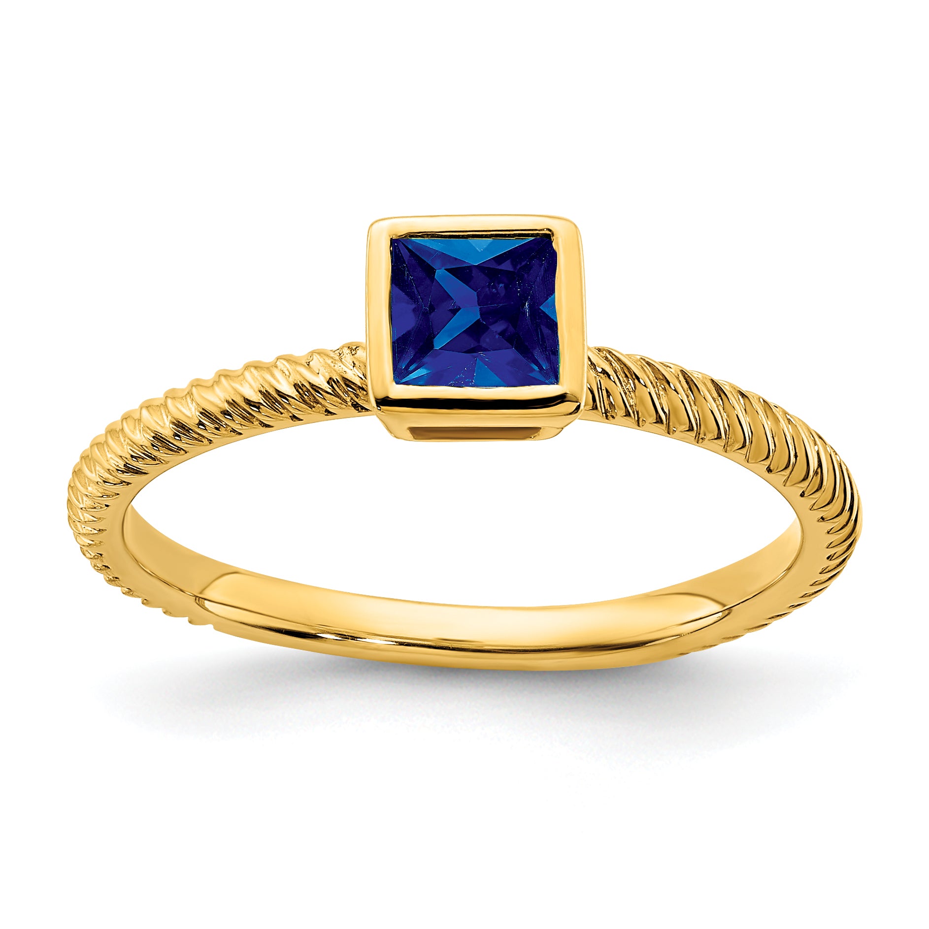 14k Square Bezel Sapphire Ring Main image