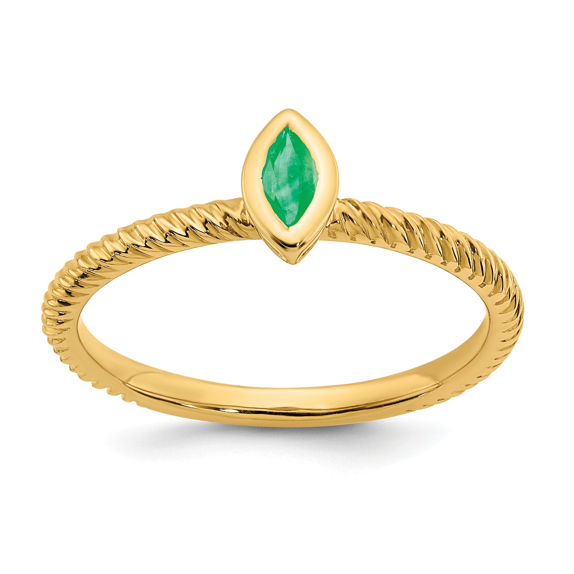 14k Marquise Bezel Emerald Ring Main image