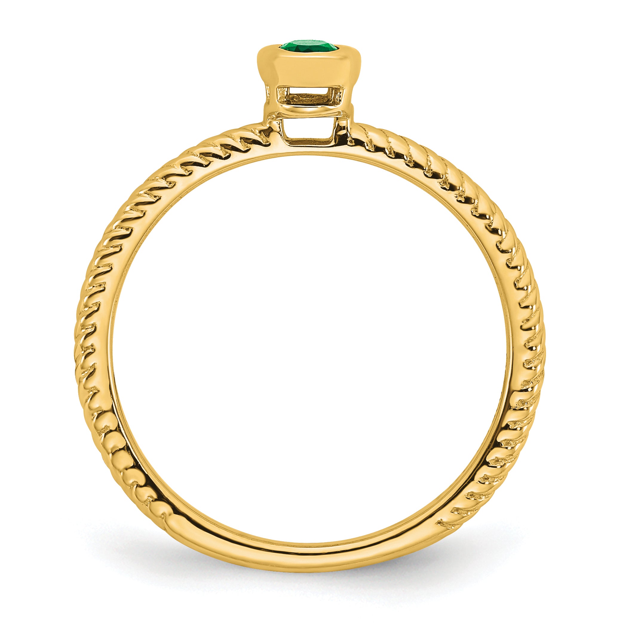 14k Oval Bezel Emerald Ring
