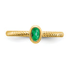 14k Oval Bezel Emerald Ring
