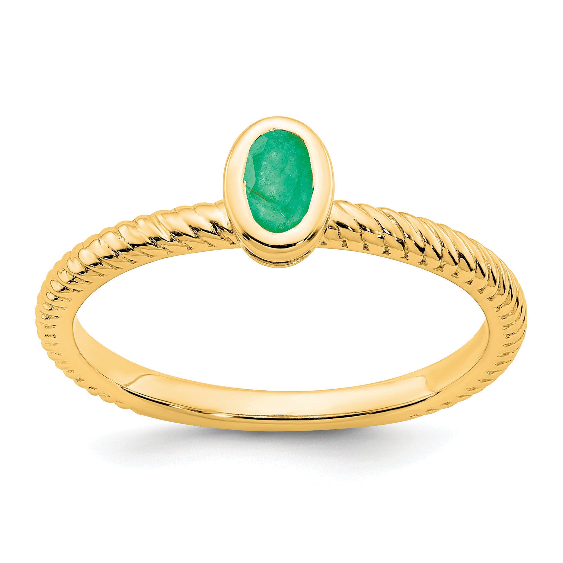 14k Oval Bezel Emerald Ring Main image