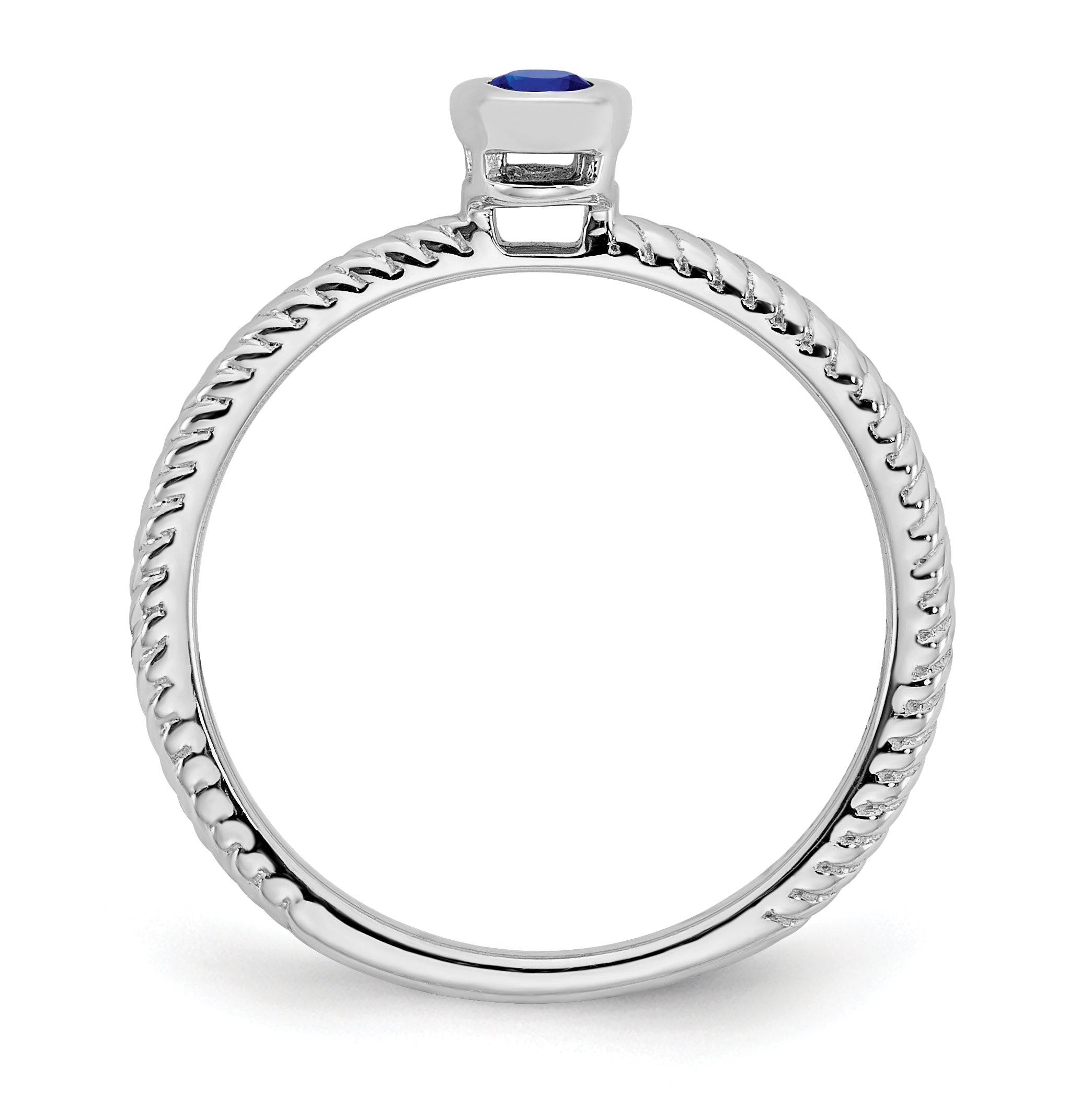 14k White Gold Oval Bezel Sapphire Ring Secondary image