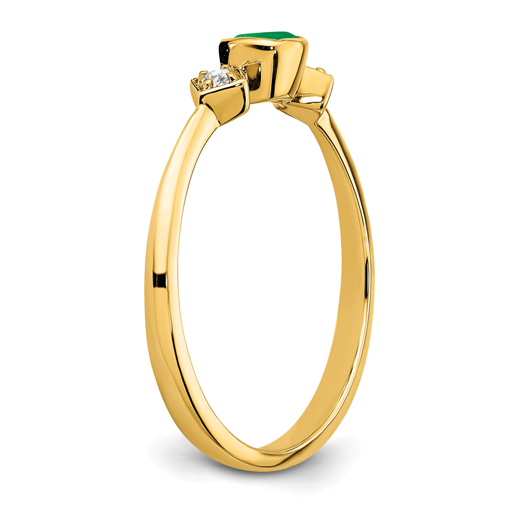 14k Emerald and Diamond Ring