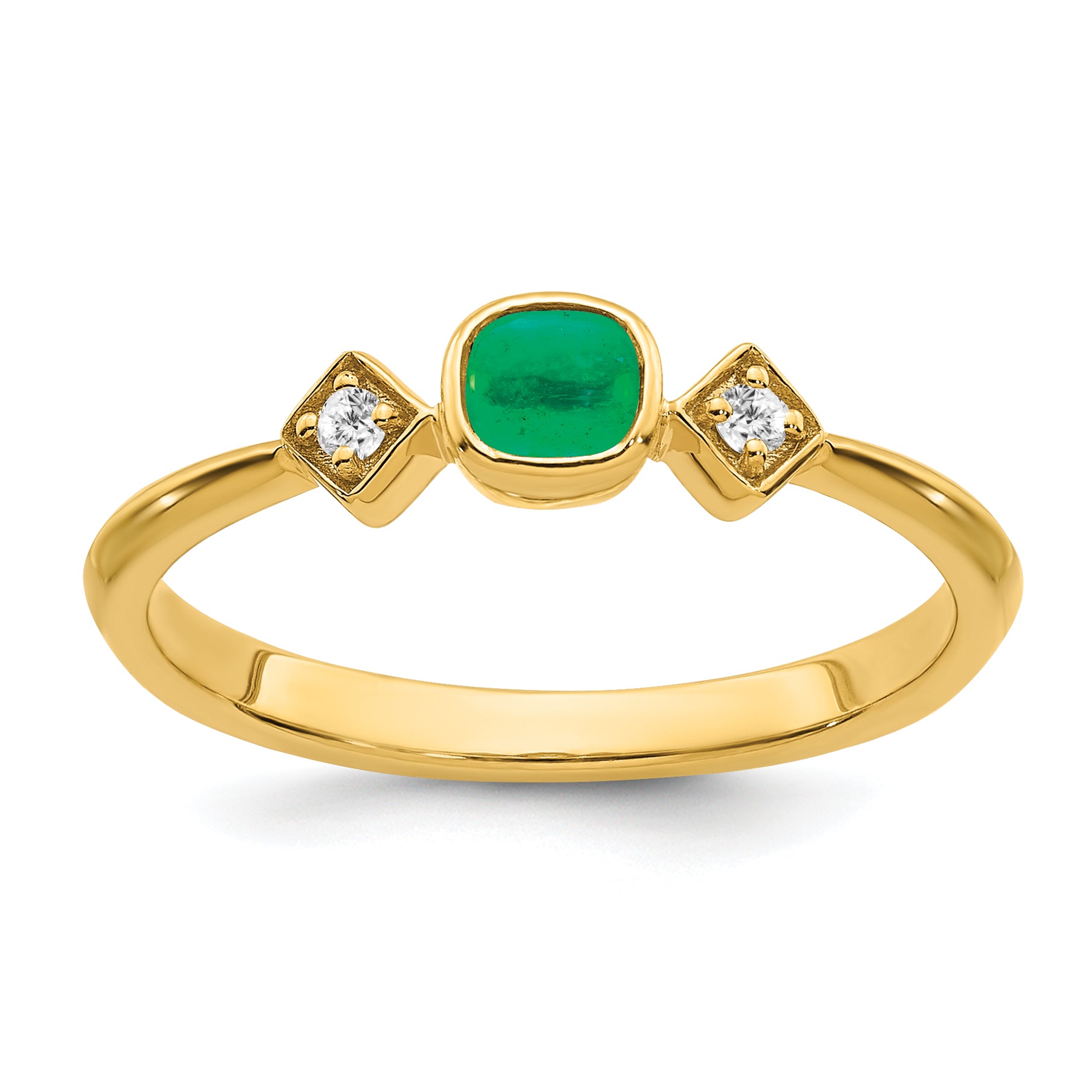 14k Emerald and Diamond Ring Main image