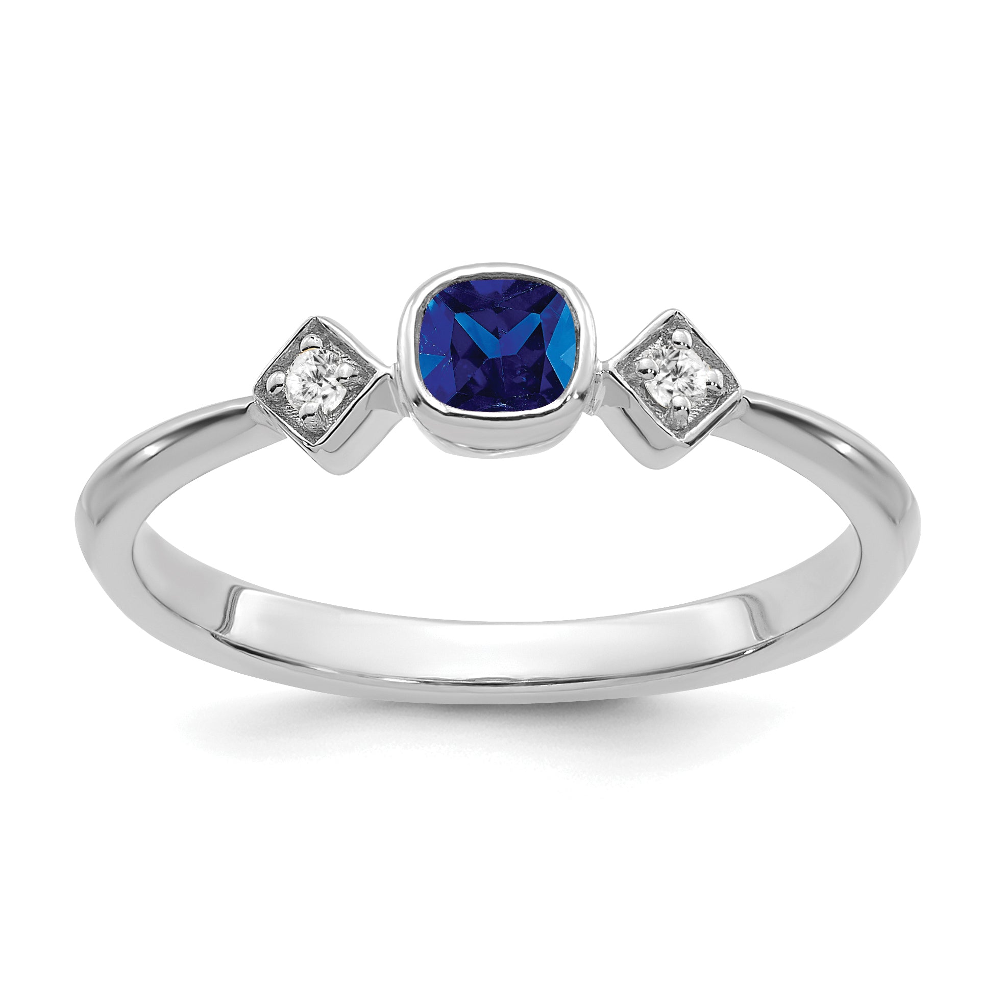 14k White Gold Sapphire and Diamond Ring Main image