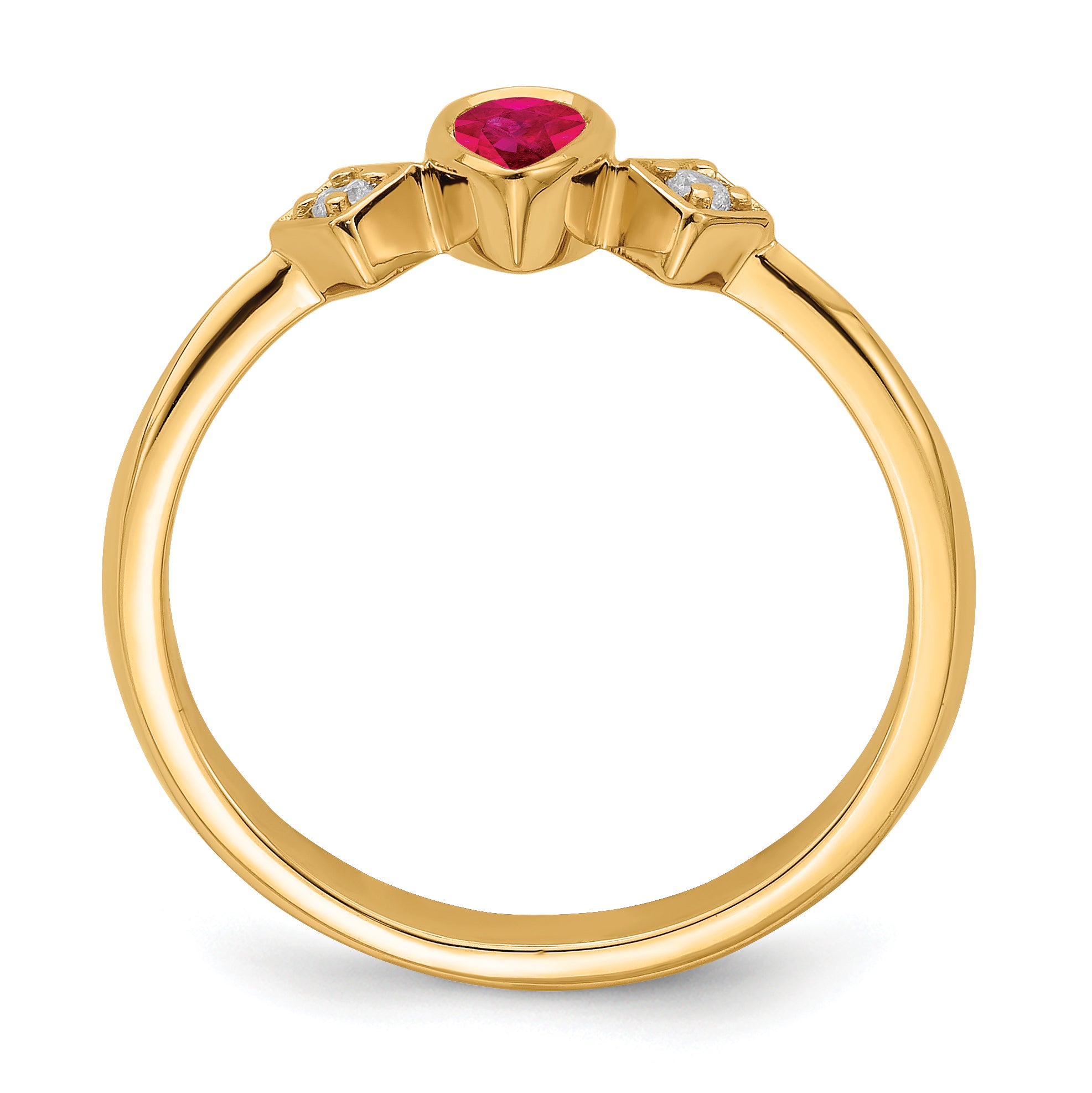 14k Pear Bezel Ruby and Diamond Ring Secondary image