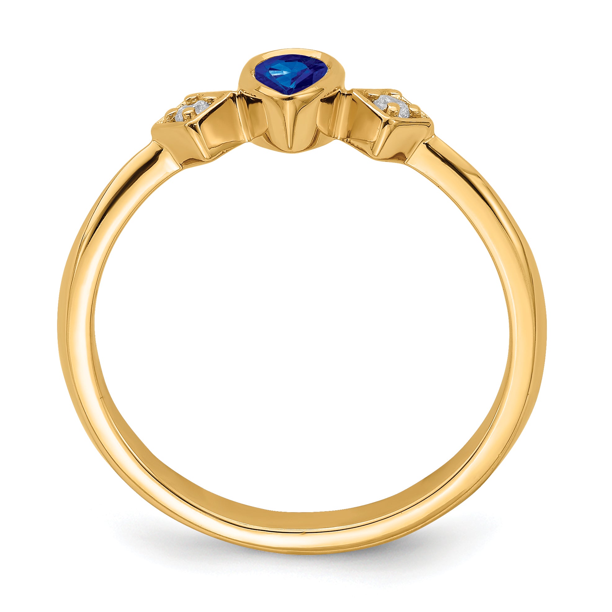 14k Pear Bezel Sapphire and Diamond Ring Secondary image
