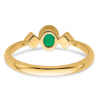 14k Oval Bezel Emerald and Diamond Ring