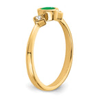 14k Oval Bezel Emerald and Diamond Ring