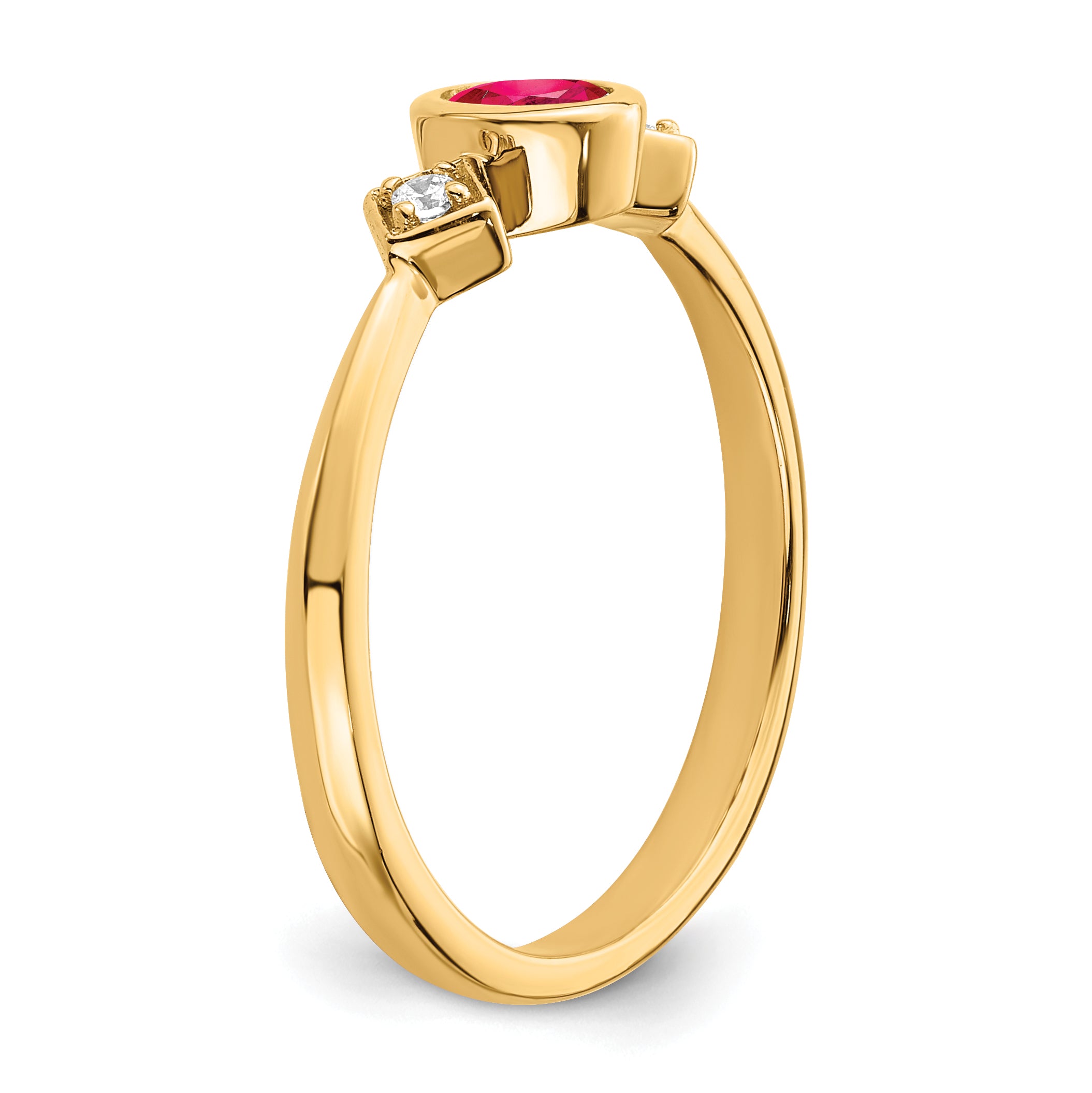 14k Oval Bezel Ruby and Diamond Ring