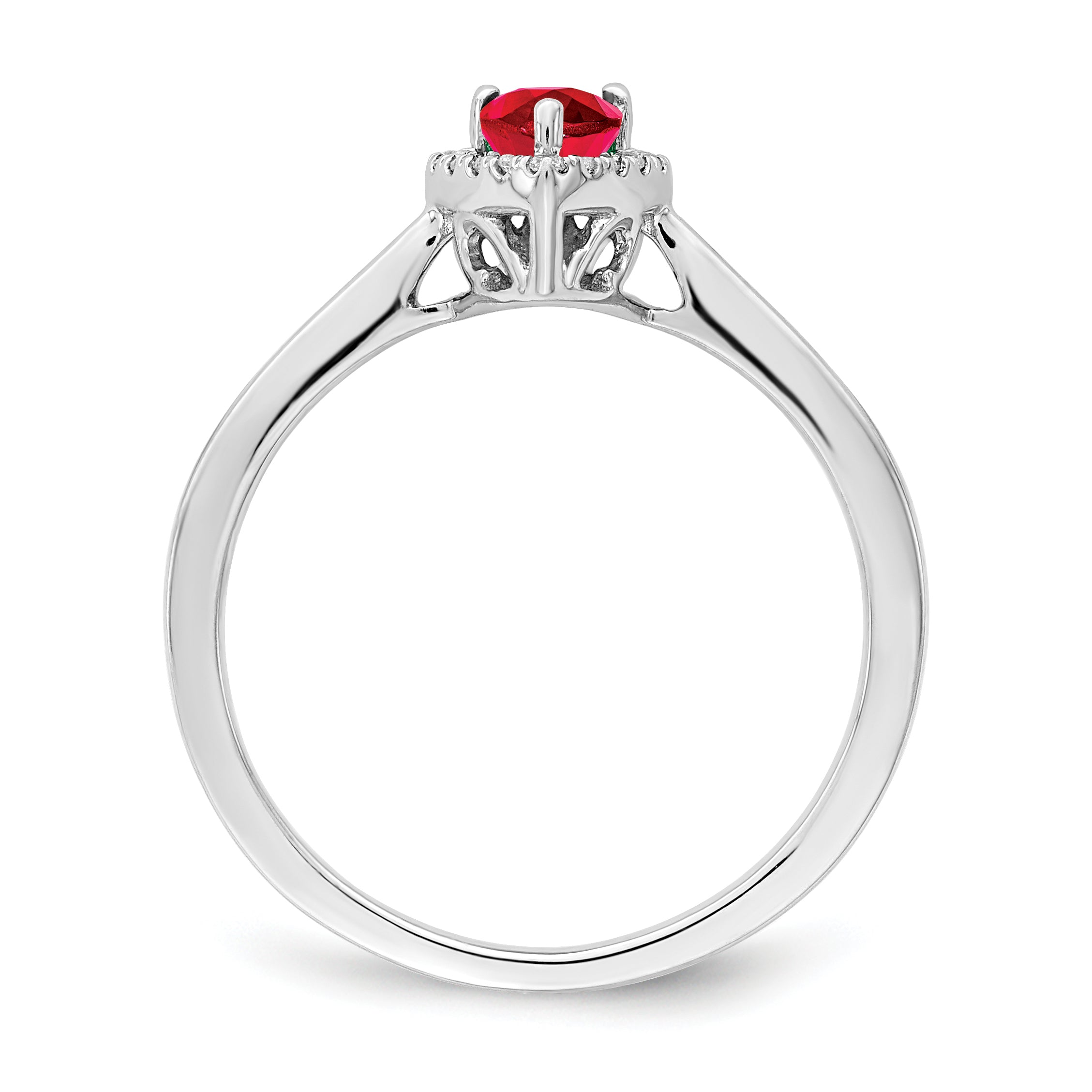 14k White Gold Pear Ruby and Diamond Halo Ring Secondary image