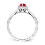 14k White Gold Pear Ruby and Diamond Halo Ring