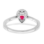 14k White Gold Pear Ruby and Diamond Halo Ring