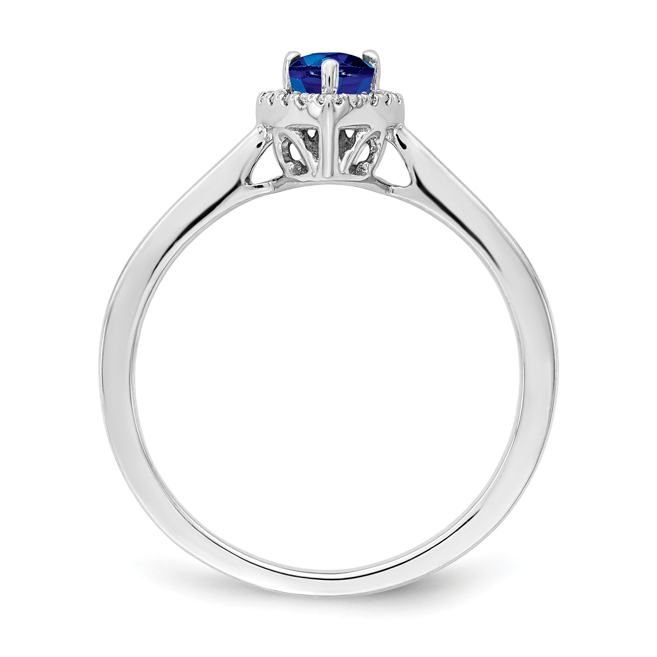 14k White Gold Pear Sapphire and Diamond Halo Ring Secondary image