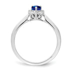 14k White Gold Pear Sapphire and Diamond Halo Ring