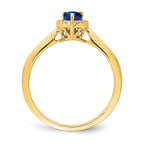 14k Pear Sapphire and Diamond Halo Ring