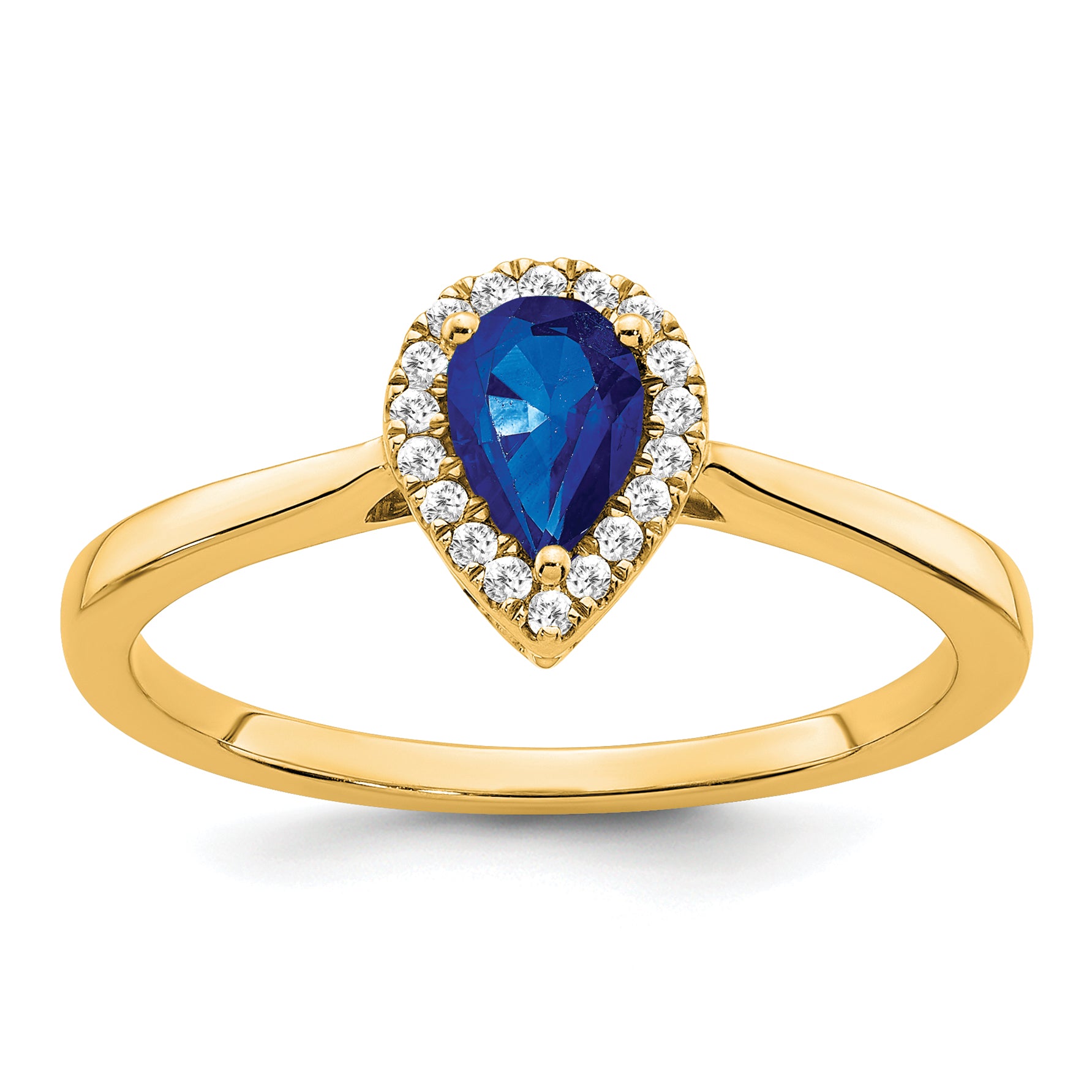 14k Pear Sapphire and Diamond Halo Ring Main image