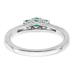 14k White Gold Emerald and Diamond 3-stone Ring
