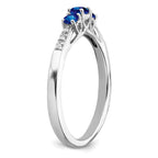 14k White Gold Sapphire and Diamond 3-stone Ring