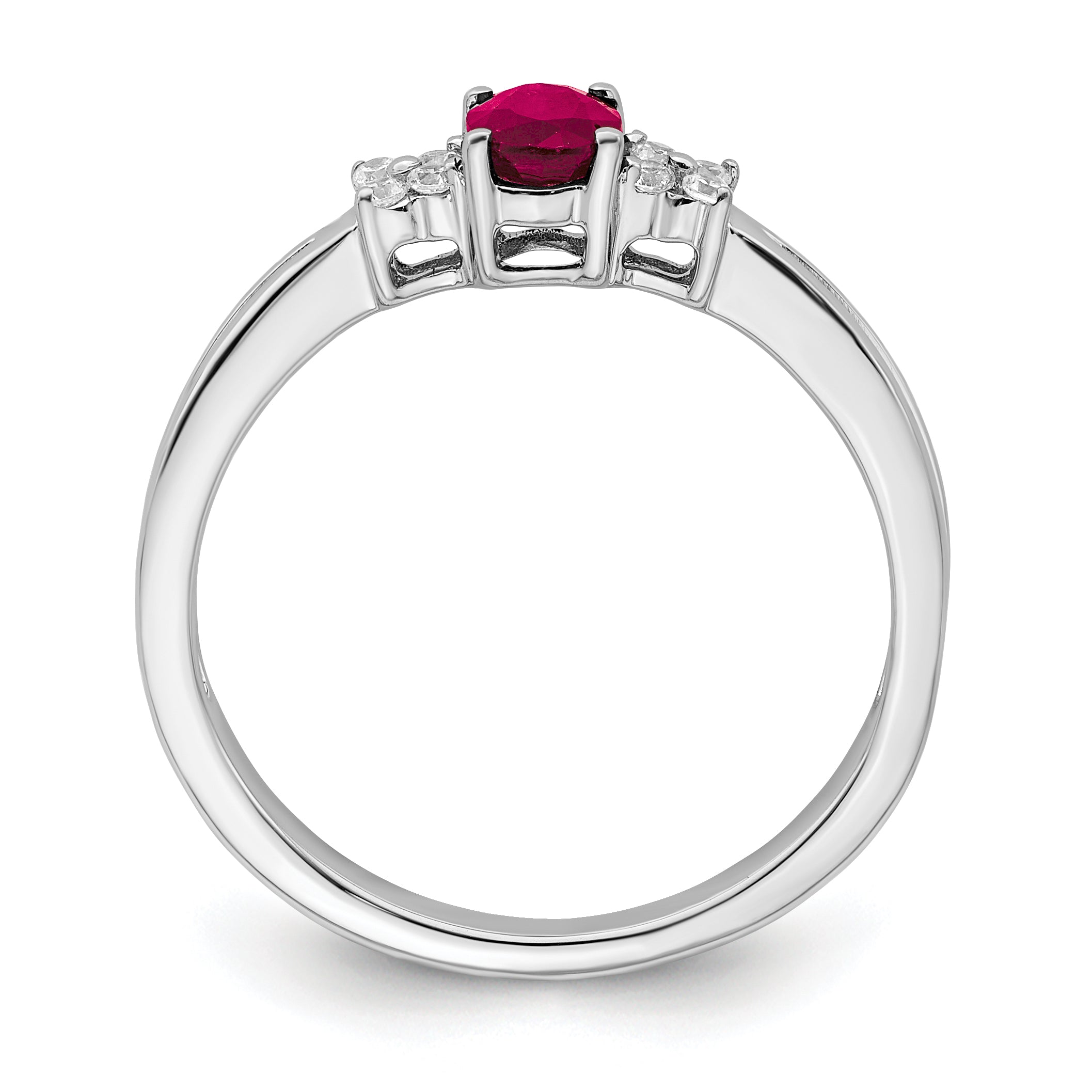 14k White Gold Oval Ruby and Diamond Ring Secondary image