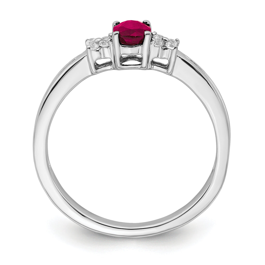 14k White Gold Oval Ruby and Diamond Ring