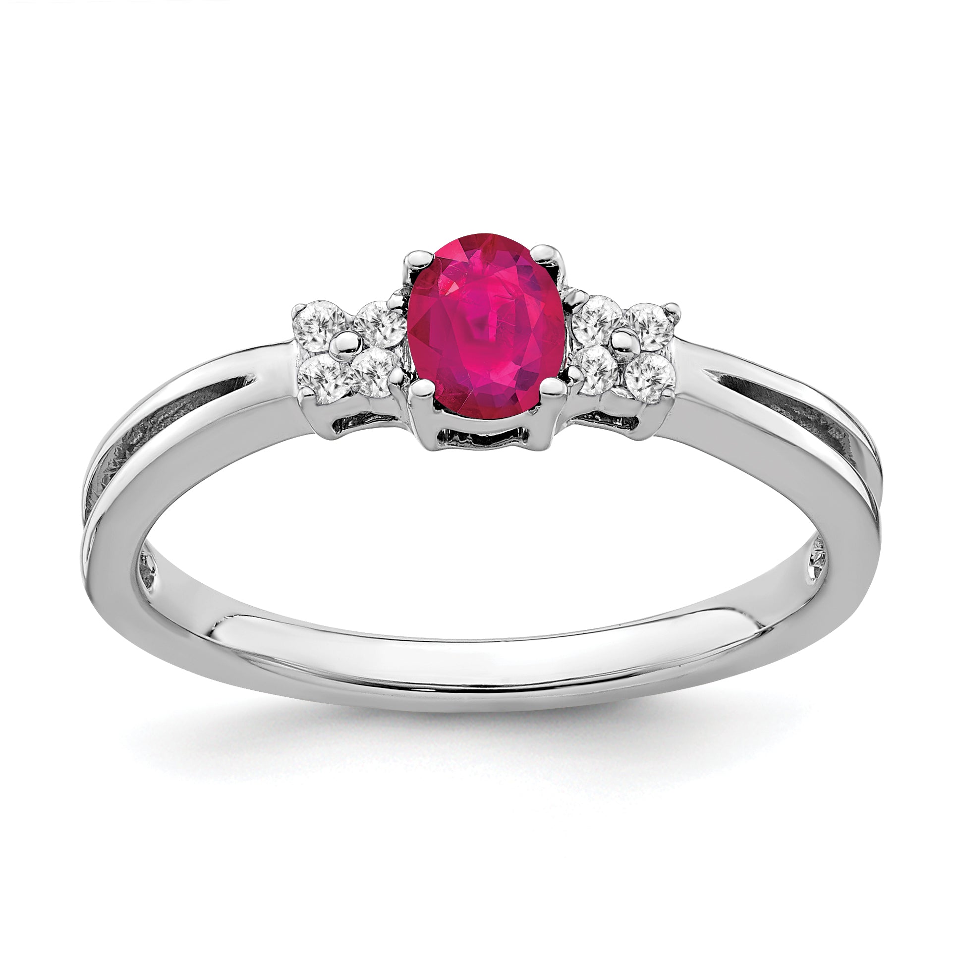 14k White Gold Oval Ruby and Diamond Ring Main image