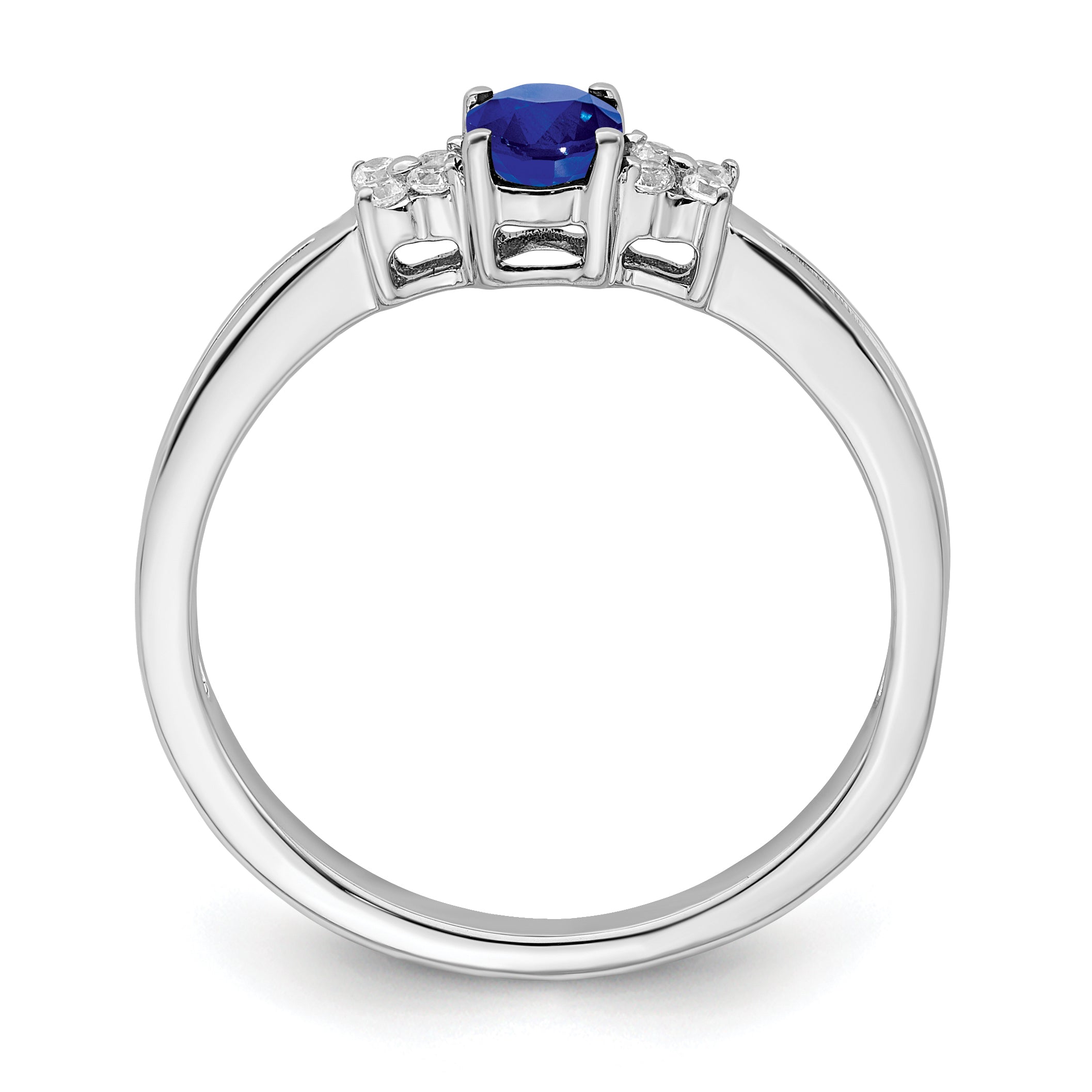 14k White Gold Oval Sapphire and Diamond Ring Secondary image