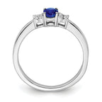 14k White Gold Oval Sapphire and Diamond Ring