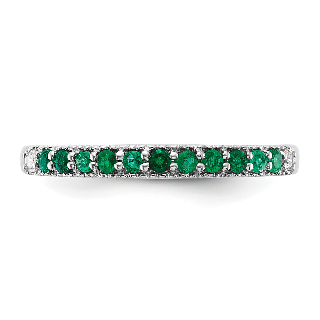 14k White Gold Emerald and Diamond Band