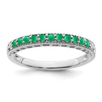 14k White Gold Emerald and Diamond Band