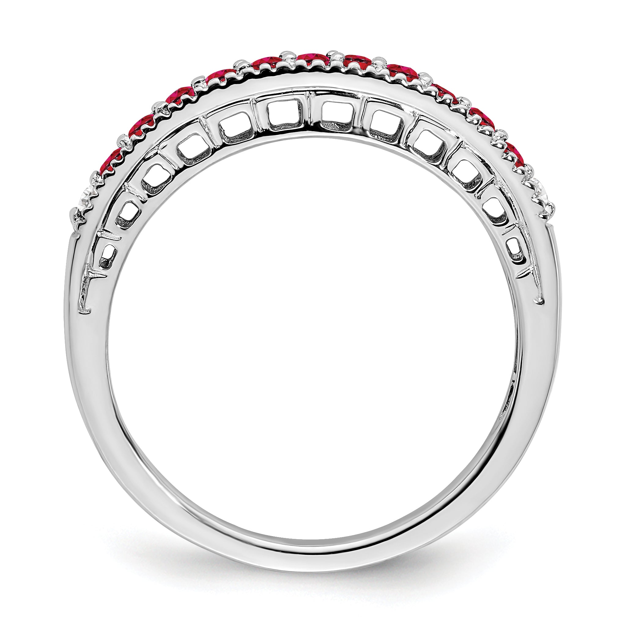 14k White Gold Ruby and Diamond Band