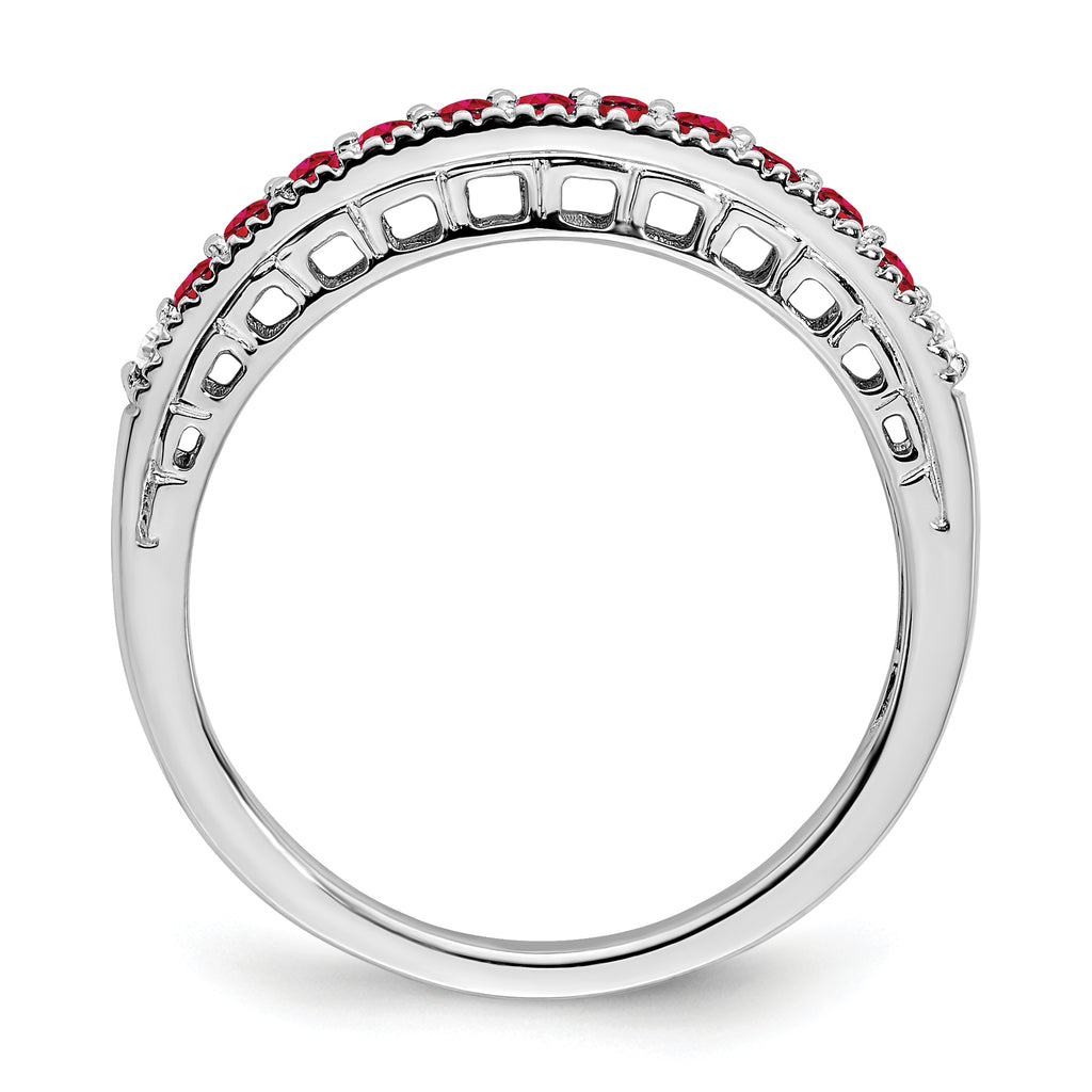 14k White Gold Ruby and Diamond Band