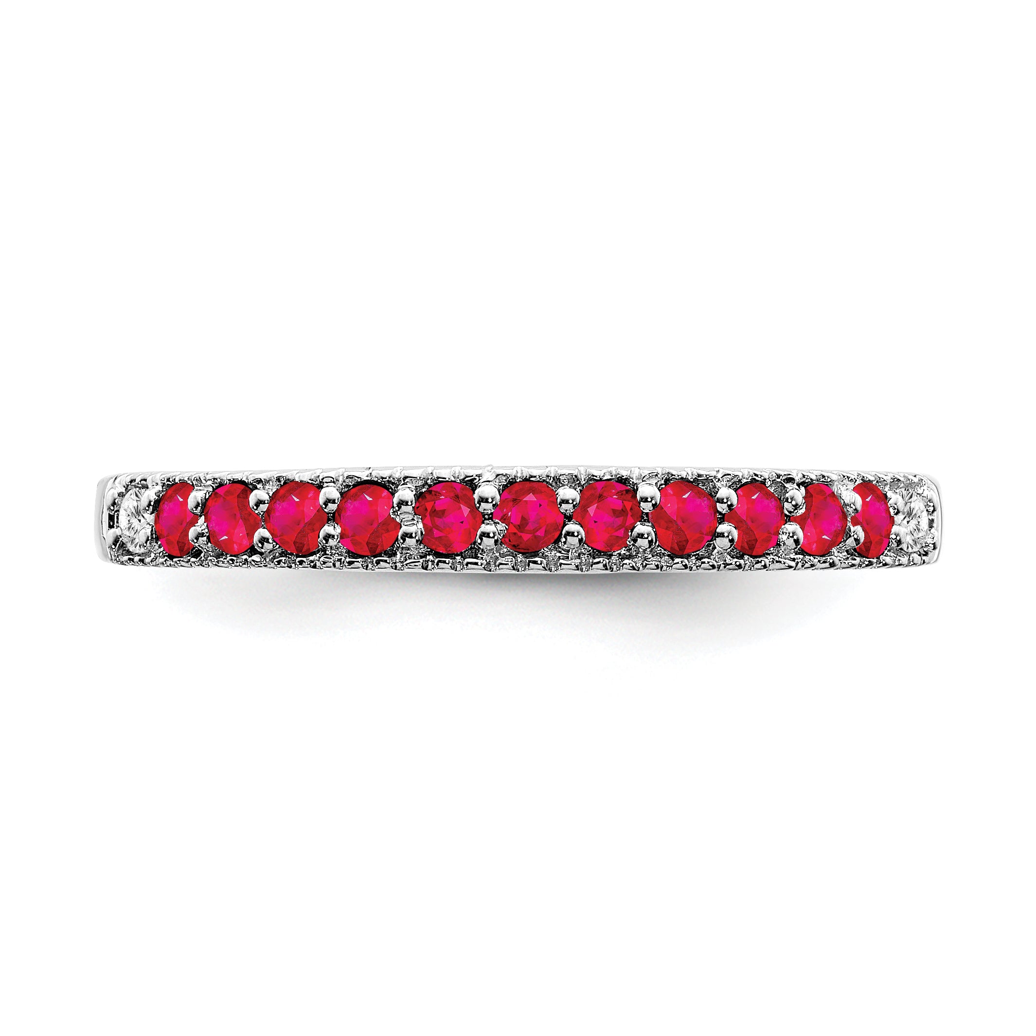 14k White Gold Ruby and Diamond Band