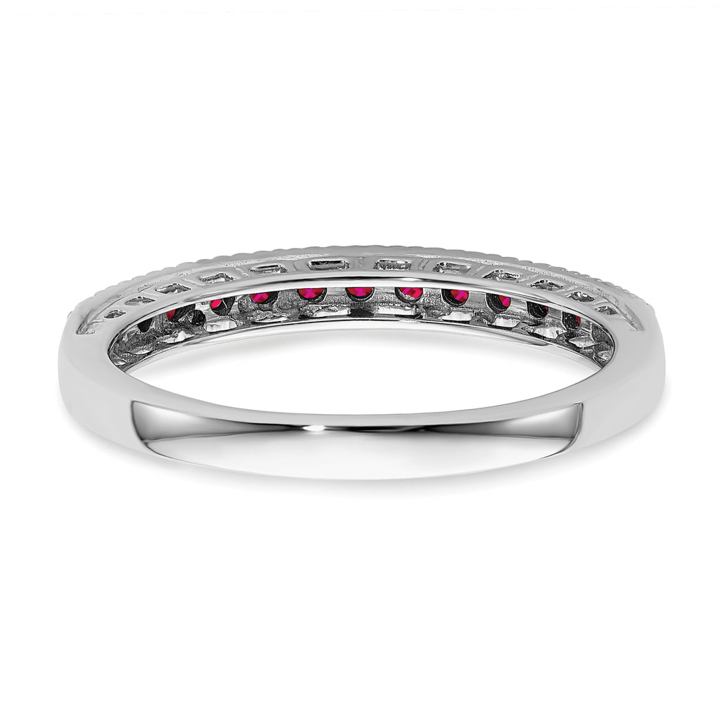14k White Gold Ruby and Diamond Band