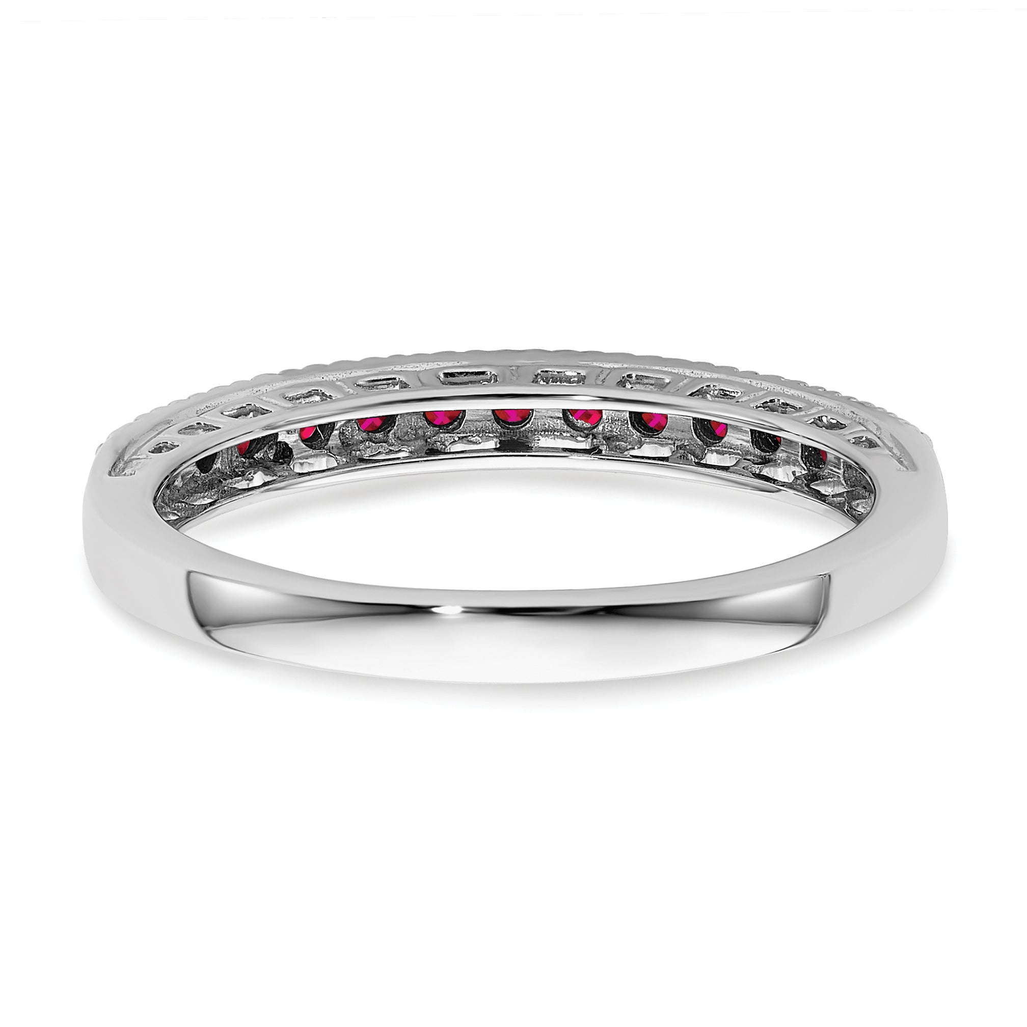 14k White Gold Ruby and Diamond Band