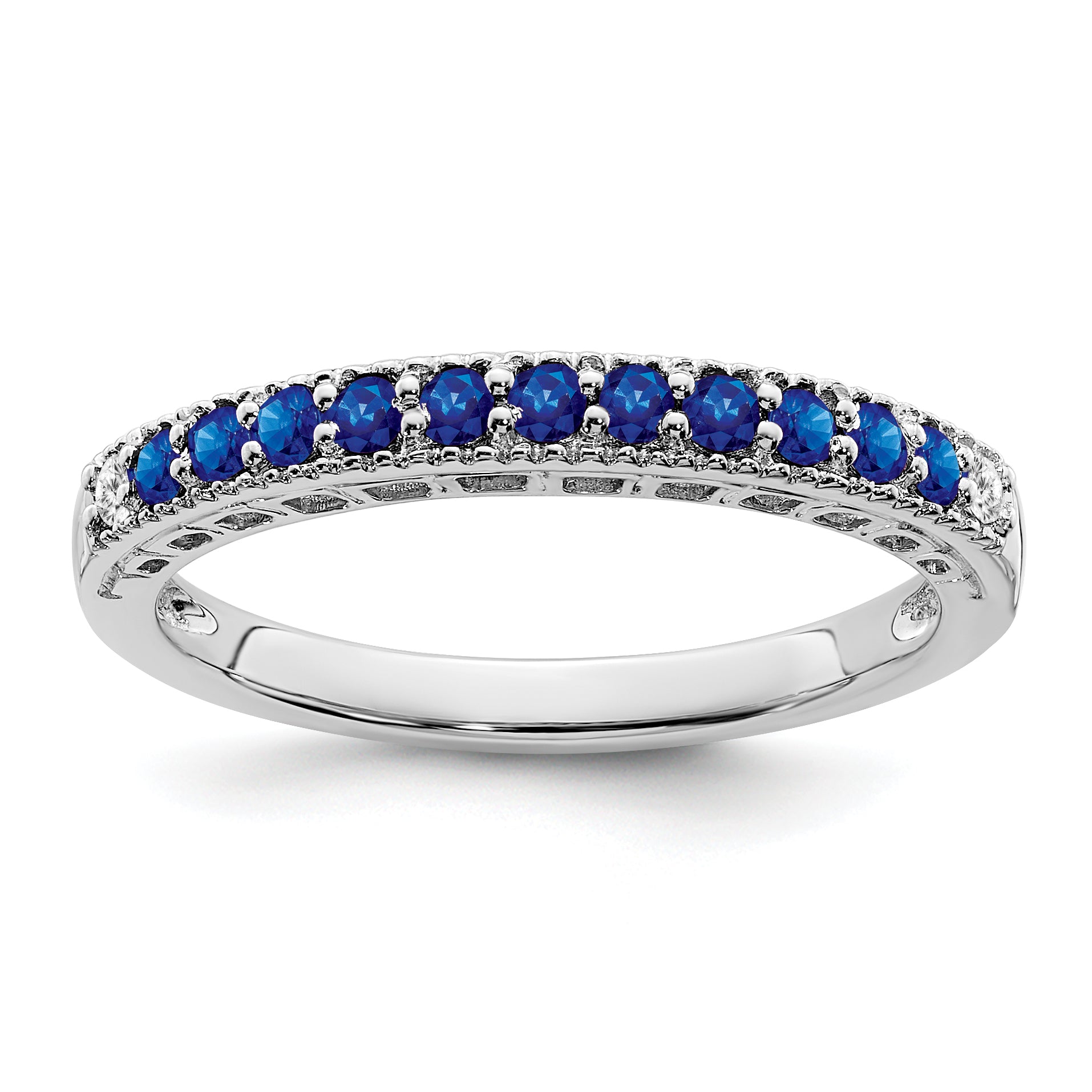 14k White Gold Sapphire and Diamond Band Main image