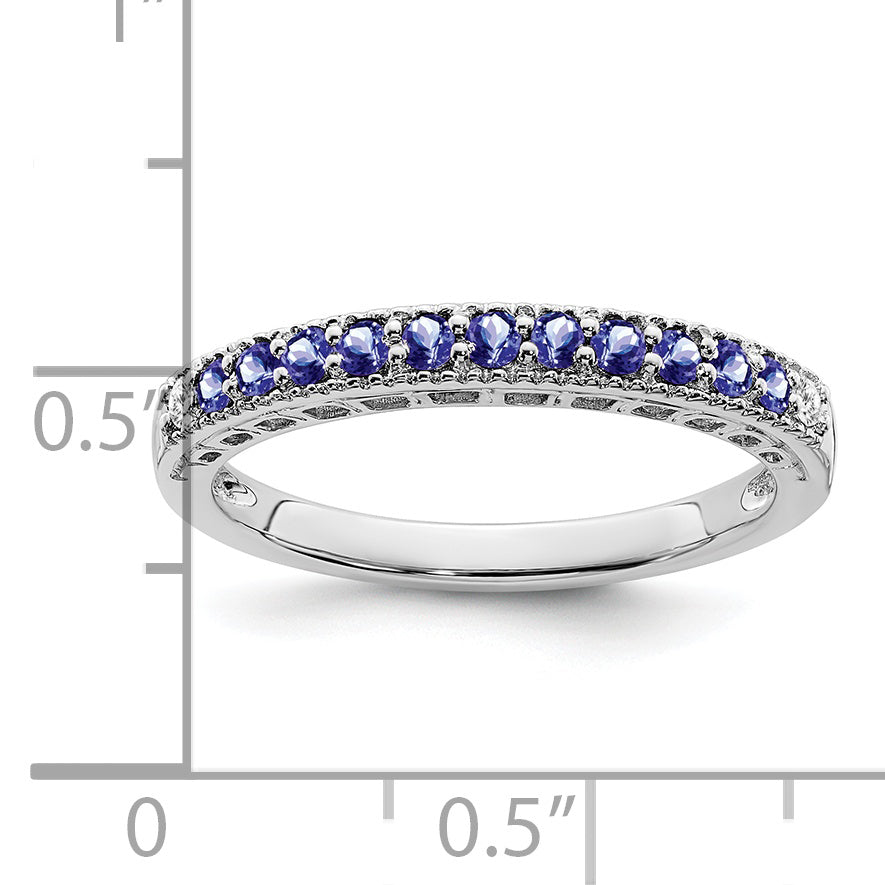 14k White Gold Tanzanite and Diamond Band