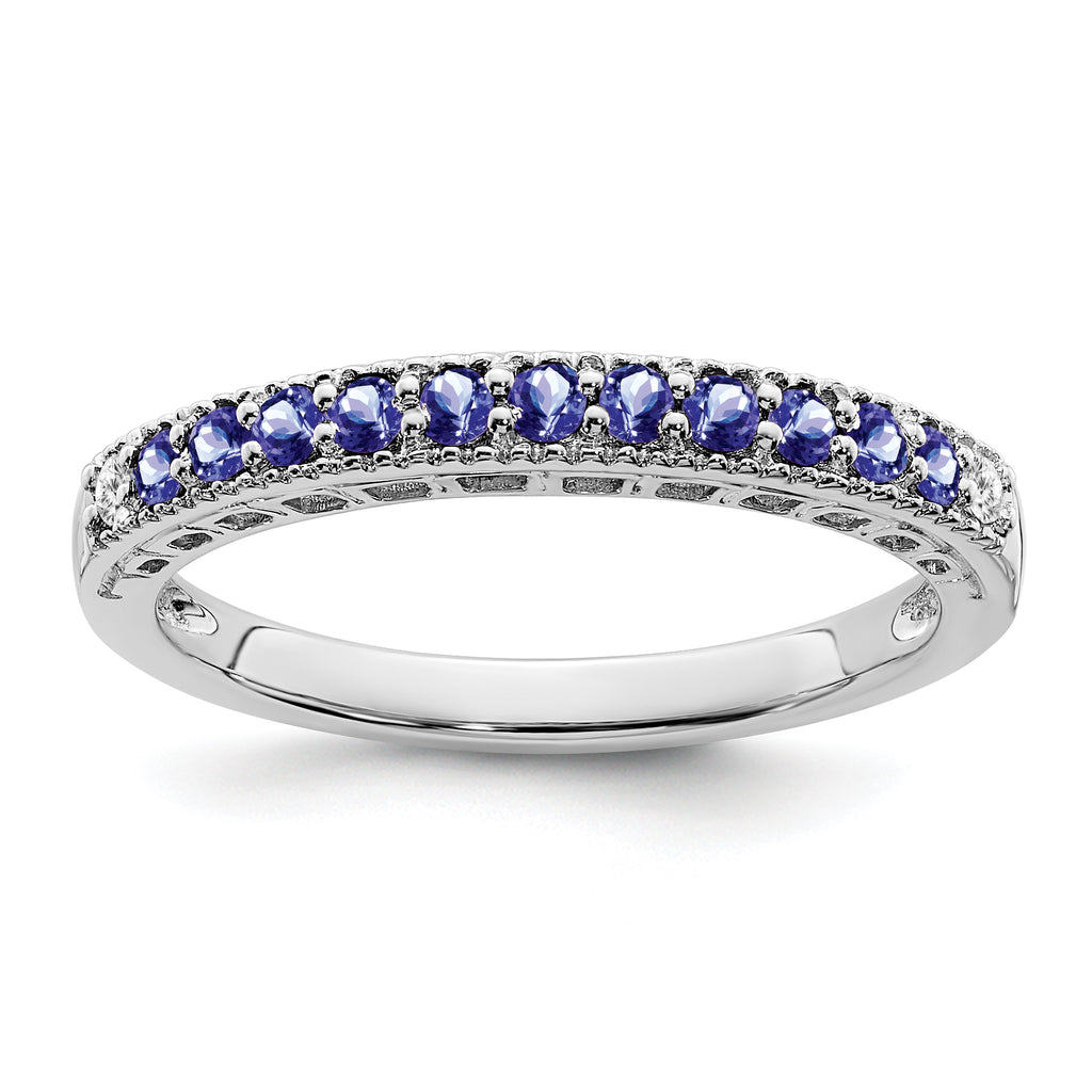 14k White Gold Tanzanite and Diamond Band