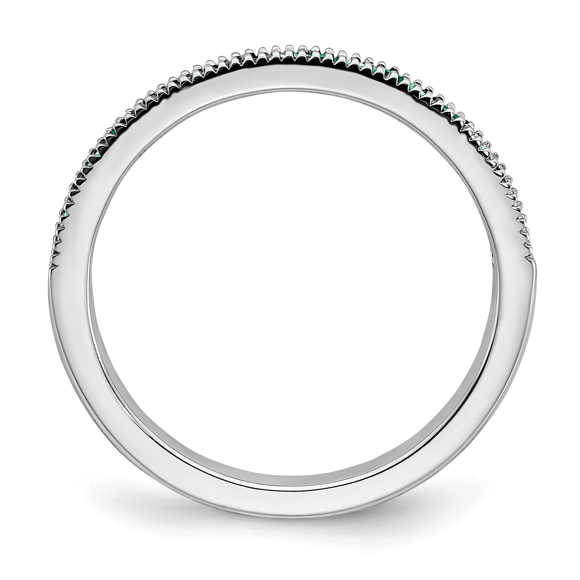 14k White Gold Emerald and Diamond Band Secondary image