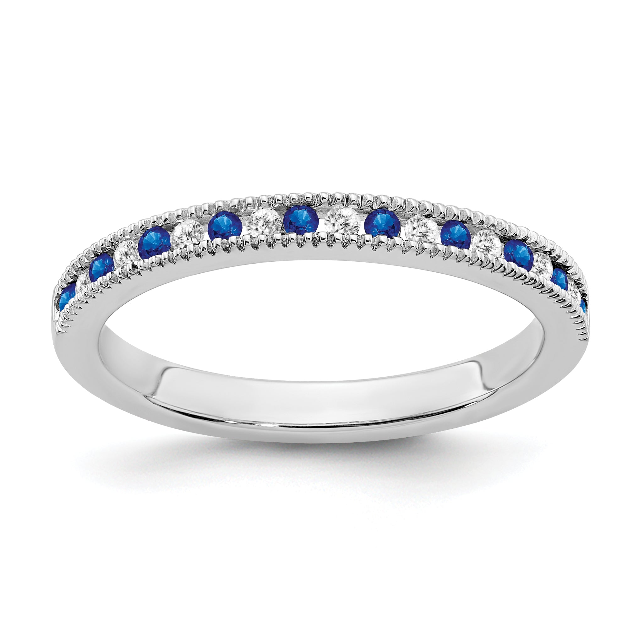 10K White Gold Sapphire and Diamond Band Main image