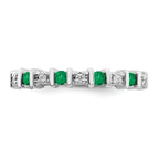 14k White Gold Emerald and Diamond Band