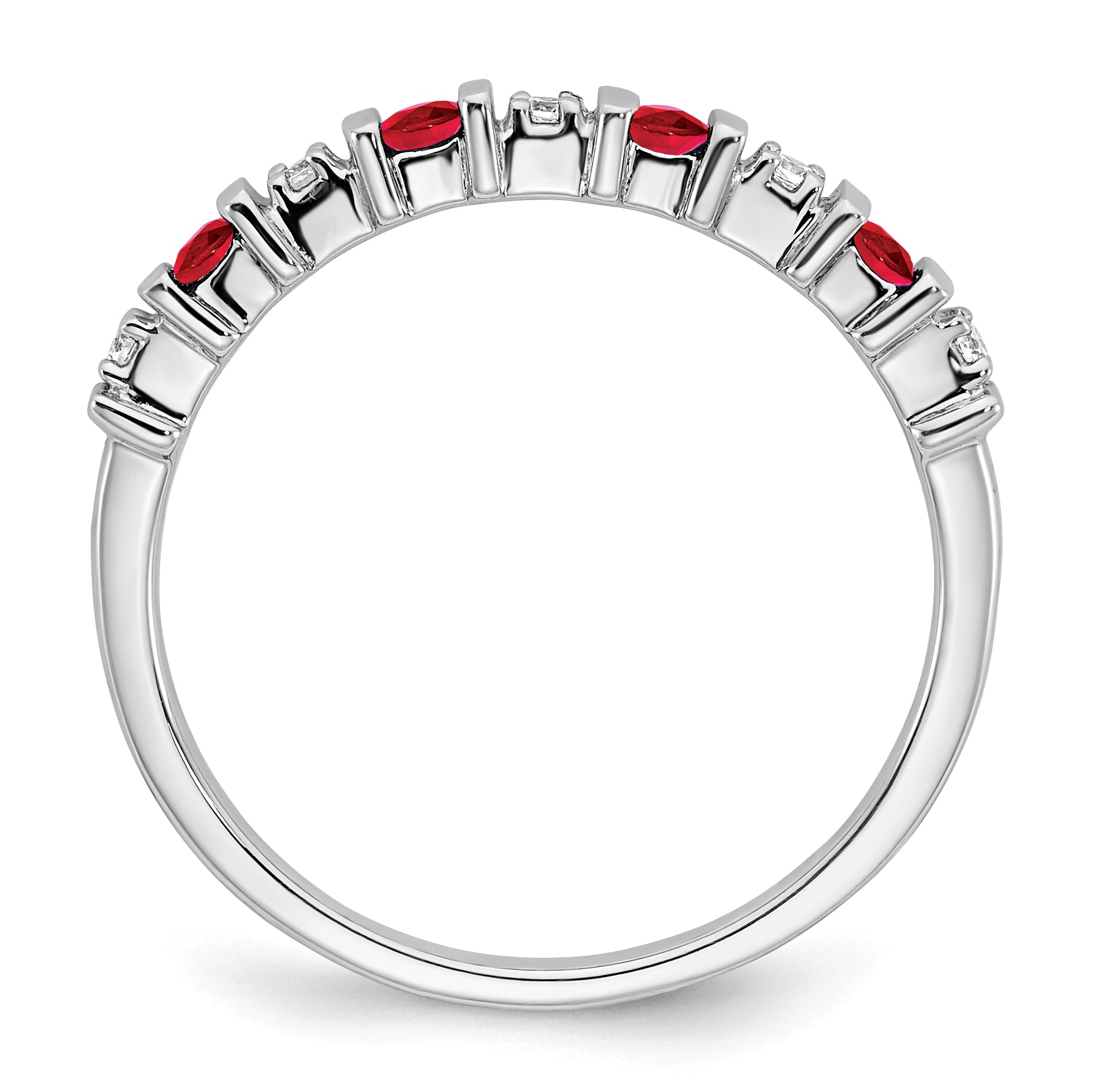 14k White Gold Ruby and Diamond Band Secondary image