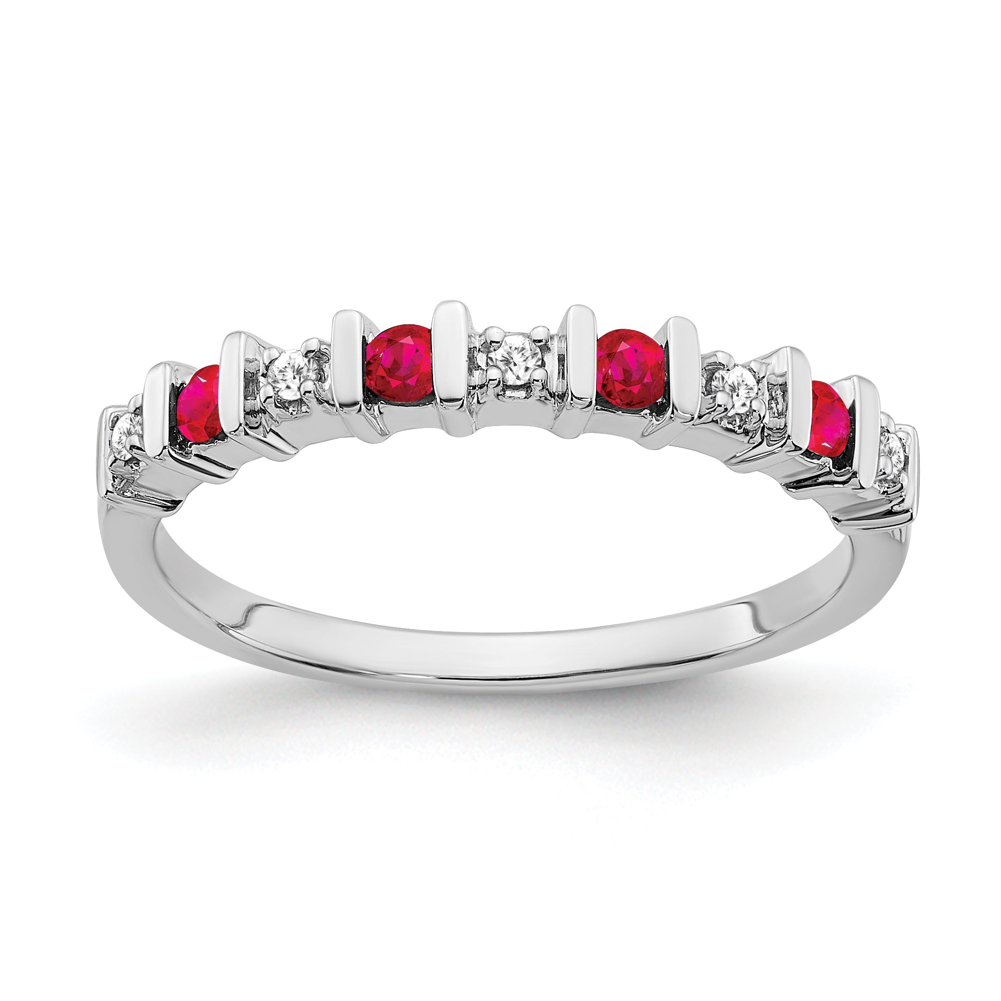 14k White Gold Ruby and Diamond Band Main image