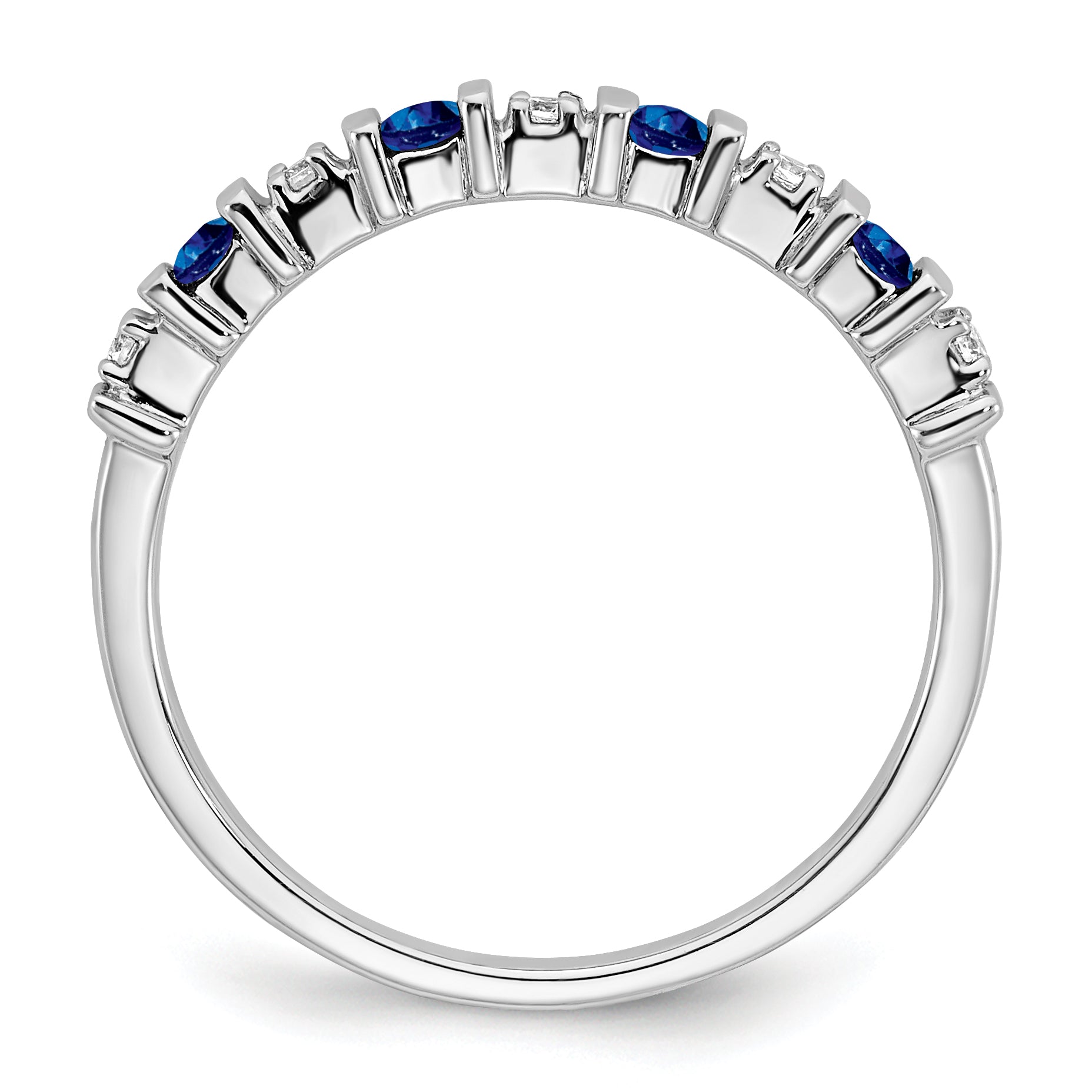 14k White Gold Sapphire and Diamond Band