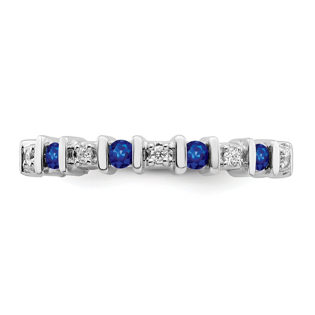 14k White Gold Sapphire and Diamond Band