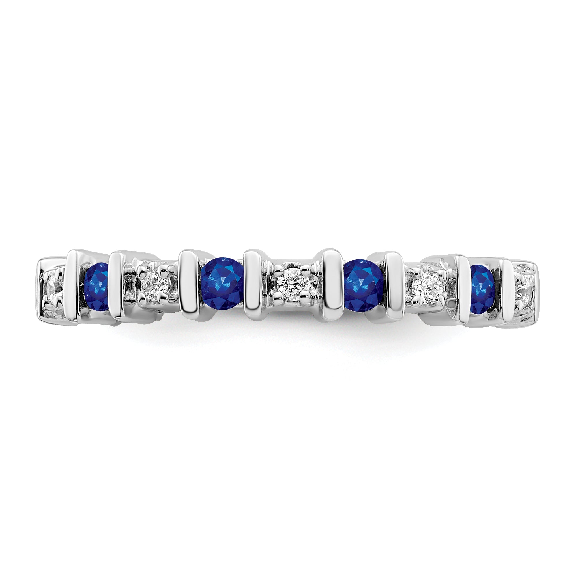 14k White Gold Sapphire and Diamond Band